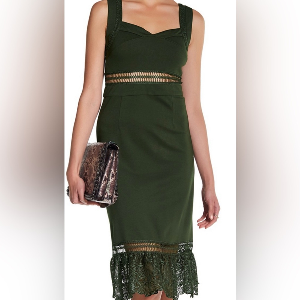 💚NWT ROMEO & JULIET COUTURE SLEEVELESS MIDI SHIFT DRESS SIZE M. OLIVE GREEN